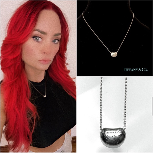 ❌SOLD❌ 💎TIFFANY & Co. Sterling Silver Elsa Peretti Bean Pendant Necklace - Picture 3 of 14